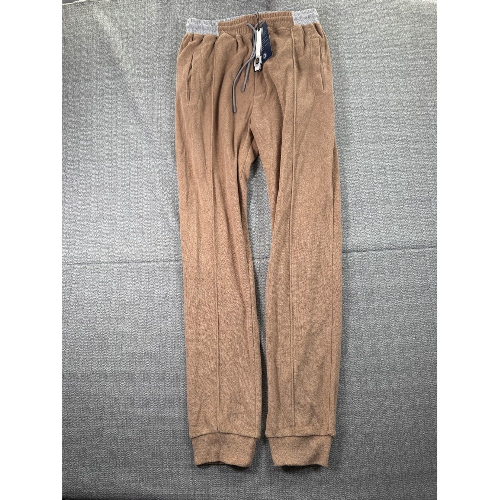 Siamo Verano Joggers Pants Mens Medium Beige Performance Sports Tapered Leg